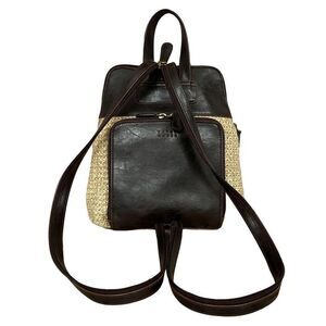 Crazy Horse Textured Woven Back-Pack Shoulder/Handbag Faux Leather